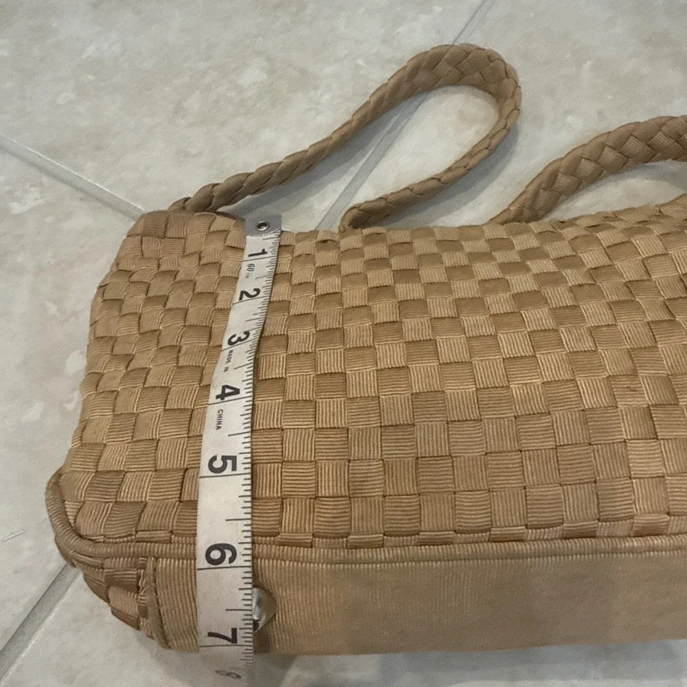 The Sak Shoulder‎ Bag Brown Beige Woven Purse Charm Viscose Staple Yarn *See